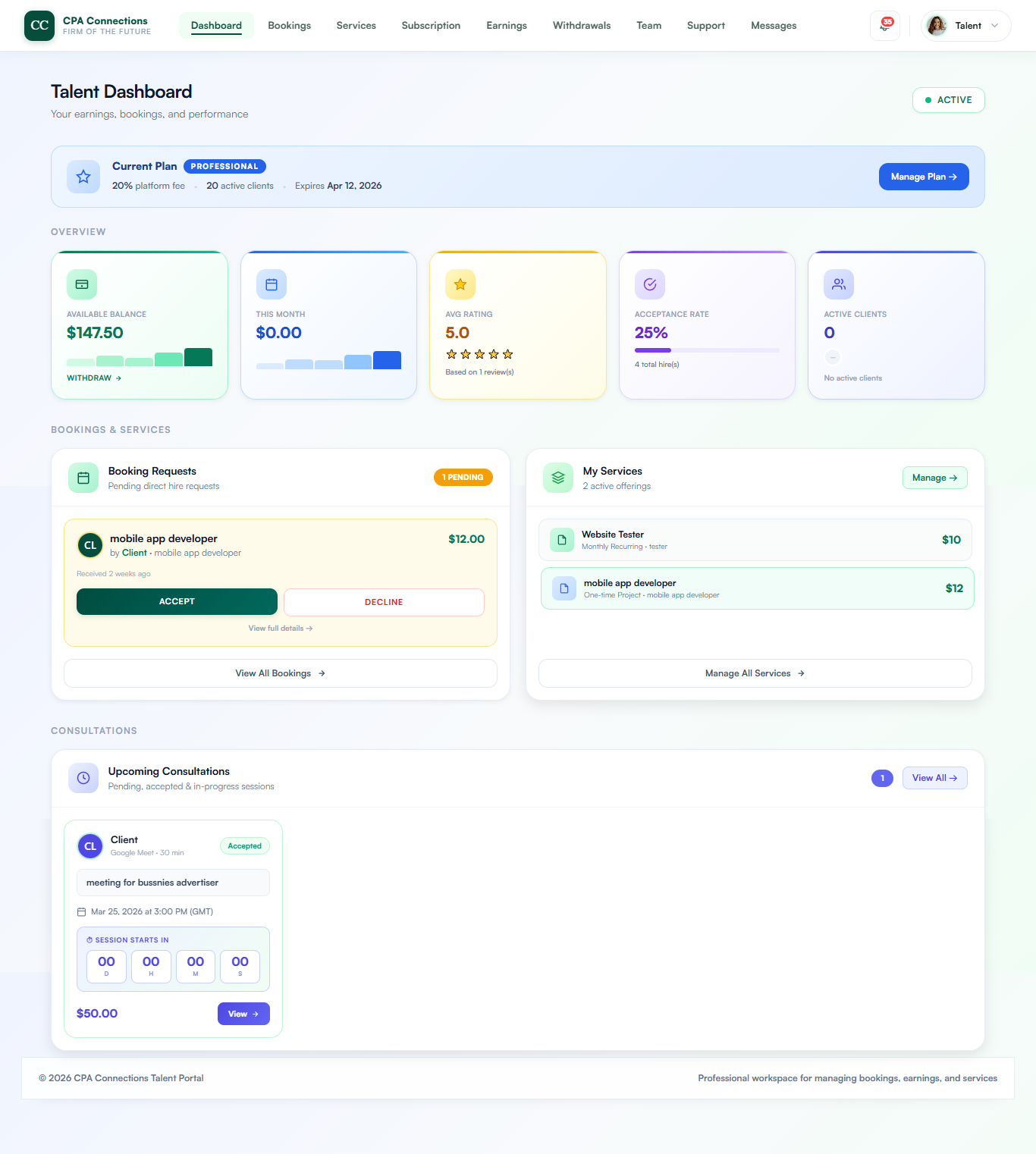 Talent Dashboard